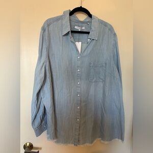 NWT Foxcroft Haven Long Sleeve Button Down 100% Tencel Top in Size 24